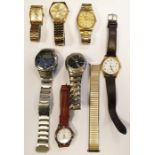 Quantity of wristwatches including a gentleman's Seiko quartz gilt metal bracelet watch, a Casio '