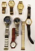 Quantity of wristwatches including a gentleman's Seiko quartz gilt metal bracelet watch, a Casio '