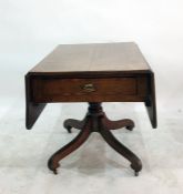19th century burr wood pembroke table having rectangular top with walnut crossbanding and triple
