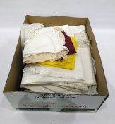 Quantity of linen including damask tablecloths, napkins, etc (1 box)