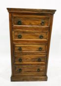 20th century narrow chest of five drawers, to plinth base, 60cm