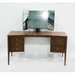 1960's Gordon Russell dressing table and stool with three part sectional mirror above the curved