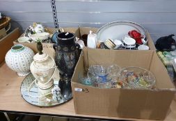 Three boxes of assorted ceramics and glassware to include glass bowl, tumblers, Midwinter part tea