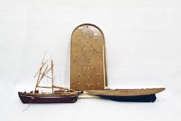 Two model ships and Hit-a-Pin bagatelle board (3)