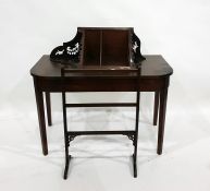 Mahogany side table, rectangular with curved corners, on square tapering supports, a stained wood