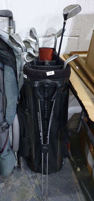 Collection of MAXFLI golf clubs in a Callaway bagThere isn't a putter in the lot. The lot