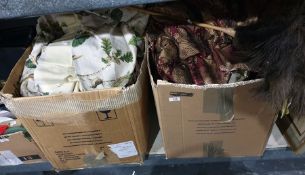 Two boxes of assorted curtains to include one with British Wildlife design
