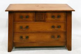20th century stained chest of two short and two long drawers, 133cm