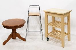 Modern kitchen trolley, a circular oak coffee table and a folding stool (3)
