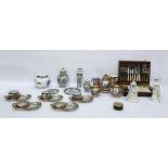 Japanese part tea set comprising teapot, hot water pot, milk jug and cover, cups and saucers, a