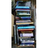 Quantity of books on interior decoration, collecting, Gloucestershire, etc (2 boxes)