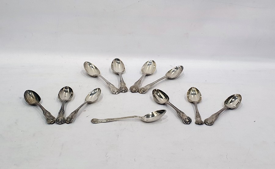 Four Kings pattern tablespoons and seven Kings pattern dessert spoons, various dates and maker's