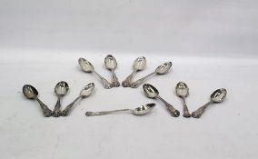 Four Kings pattern tablespoons and seven Kings pattern dessert spoons, various dates and maker's