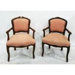 Pair of 20th century Stuart Jones French style fauteil upholstered in pink (2)