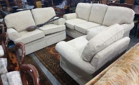 Marks & Spencer lounge suite comprising three-seater, two-seater and armchair in a pale cream