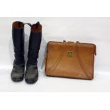 Pair  gentleman's black leather gentleman's riding boots, size 12 and a briefcase (2)