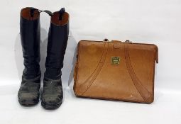 Pair  gentleman's black leather gentleman's riding boots, size 12 and a briefcase (2)