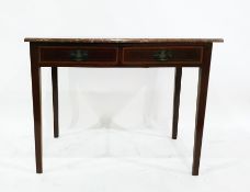 Marble-topped two-drawer side table on square section legs, 94cm