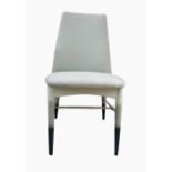 Set of 10 designer dining chairs upholstered in a grey linen-type fabric (10)