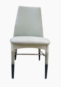 Set of 10 designer dining chairs upholstered in a grey linen-type fabric (10)