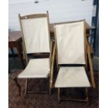 Two vintage folding garden lounger chairs (2)