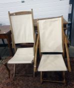 Two vintage folding garden lounger chairs (2)