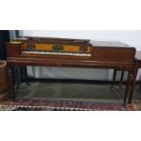 Muzio Clementi mahogany-framed square piano on turned tapering supports, terminating to brown