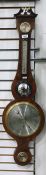 Georgian style mahogany framed wheel barometer with swan neck pediment, humidity, temperature,