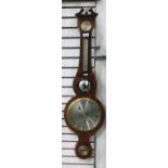 Georgian style mahogany framed wheel barometer with swan neck pediment, humidity, temperature,