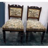 Set of four Edwardian dining chairs with turned front legs