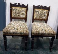 Set of four Edwardian dining chairs with turned front legs