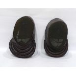 Pair of fencing masks with leather surrounds