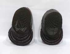 Pair of fencing masks with leather surrounds