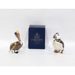 Royal Crown Derby paperweight in the form of a puffin, with gold stopper and box and a Royal Crown