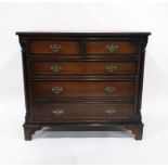 20th century mahogany chest of two short over three long drawers, to bracket feet, 86cm