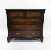 20th century mahogany chest of two short over three long drawers, to bracket feet, 86cm