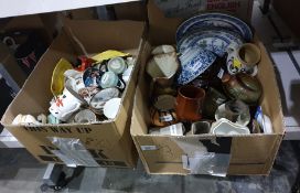 Two boxes of various ceramics to include jugs, plates, etc