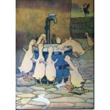 After Cecil Aldin Colour print "A Long Drink", framed, published Lawrence & Jellico 1907, the