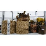Collection of household items to include copper crocodile skin style watering can, large copper