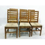 Set of six hardwood ladderback dining chairs with rush seats (6)