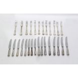 Suite of Kings pattern plated cutlery and flatware  comprising eight dinner knives, eight dessert