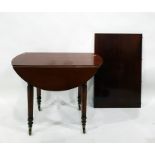 19th century mahogany extending dining table, oval, with double bead edge, concertina action, on