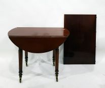 19th century mahogany extending dining table, oval, with double bead edge, concertina action, on