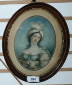 J B Le Prince (attrib.) (18th century) Watercolour drawing miniature  Half-length portrait of a lady