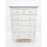 20th century cream painted chest of two short over four long drawers, to straight square section