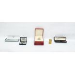 Dupont silver plated lighter of textured rectangular form, in fitted case and box, a Colibri lighter