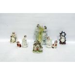 Staffordshire flatback figure of a man and woman at harvest and various other assorted Staffordshire