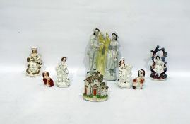 Staffordshire flatback figure of a man and woman at harvest and various other assorted Staffordshire