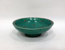 Swedish pottery bowl by Gustav Sverg, in the Argenta pattern, of circular form decorated with