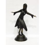 Bronzed-effect model of an Eastern dancer, 48cm high